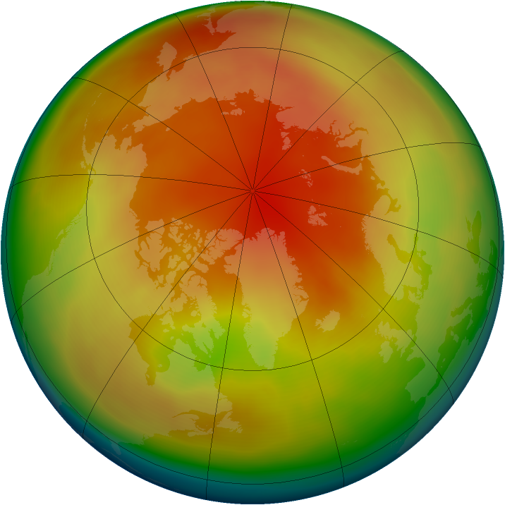 Arctic ozone map for February 2010
